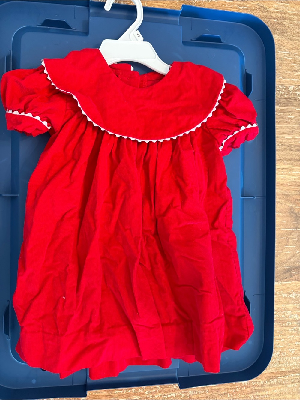 Classic Red Girls' Dress with White Trim